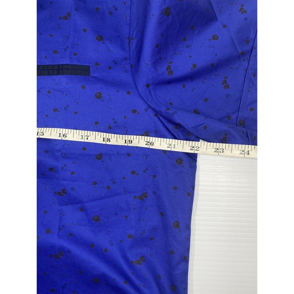 SSLR Mens Dress Shirt Casual Cotton Print Blue Short Sleeve Button Up Shirt Med - Picture 9 of 10
